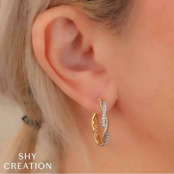 Shy Creation Diamond Twist Hoop Earrings Image 2 Peter & Co. Jewelers Avon Lake, OH