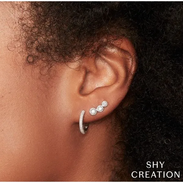 Shy Creation Diamond Pave Hoop Earrings Image 2 Peter & Co. Jewelers Avon Lake, OH