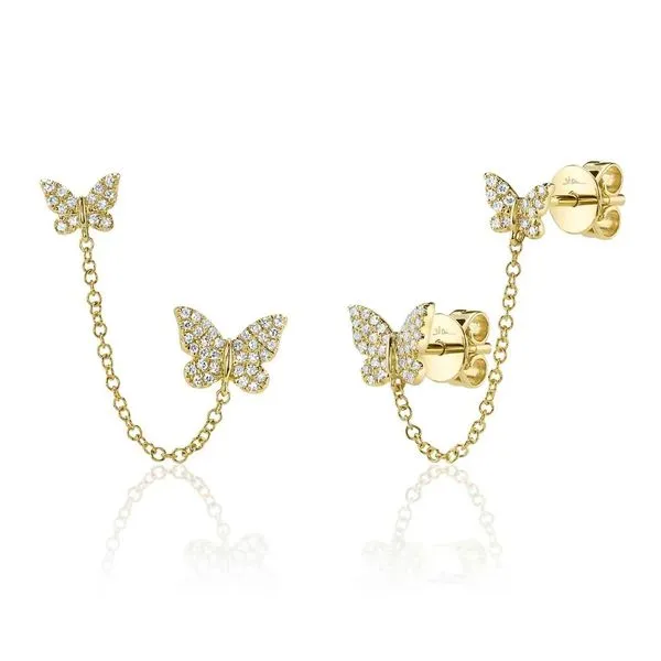 Shy Creation Diamond Butterfly Chain Earrings Peter & Co. Jewelers Avon Lake, OH