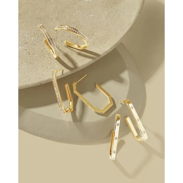 Geometric Diamond J-Hoop Earrings Image 2 Peter & Co. Jewelers Avon Lake, OH