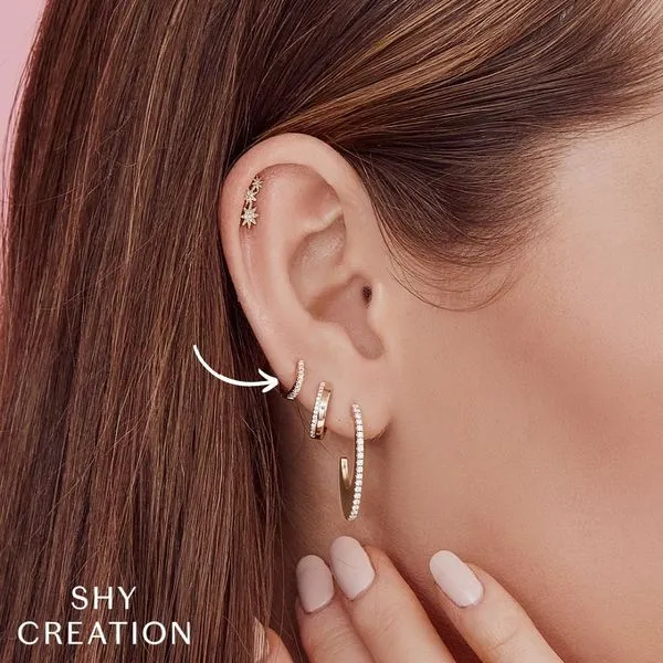 Shy Creations Classic Diamond Huggie Earrings Image 2 Peter & Co. Jewelers Avon Lake, OH