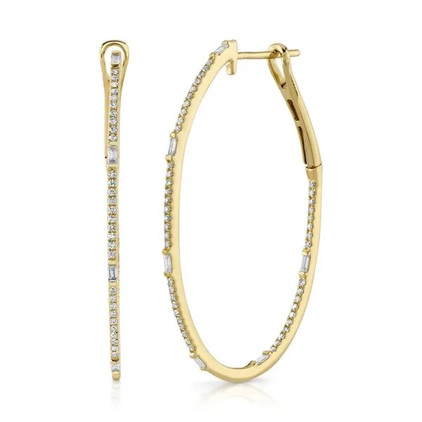 Diamond Baguette Oval Hoop Earrings Peter & Co. Jewelers Avon Lake, OH