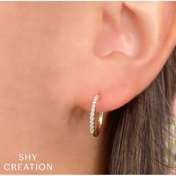 Shy Creation Diamond Hoop Earrings Image 2 Peter & Co. Jewelers Avon Lake, OH
