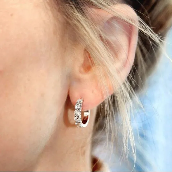 Hearts On Fire Mini Hoop Earrings, 1ctw Image 2 Peter & Co. Jewelers Avon Lake, OH