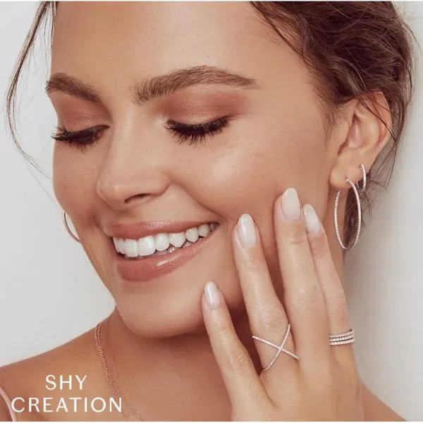 Shy Creations Diamond Huggie Hoop Earrings Image 2 Peter & Co. Jewelers Avon Lake, OH