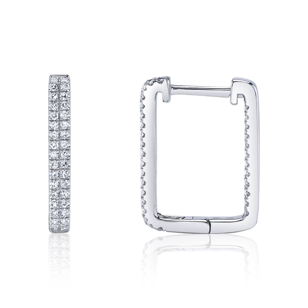 Shy Creation Diamond Rectangle Hoop Earrings Image 3 Peter & Co. Jewelers Avon Lake, OH
