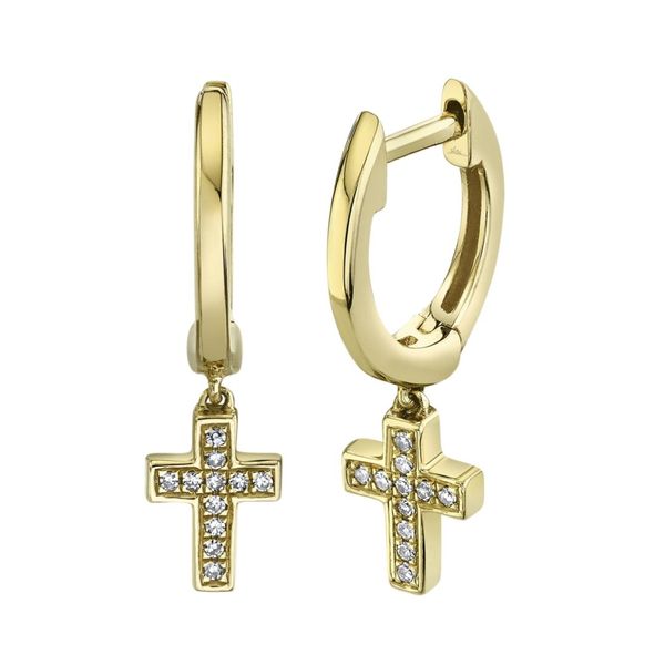 Diamond Cross Huggie Hoop Earrings Peter & Co. Jewelers Avon Lake, OH