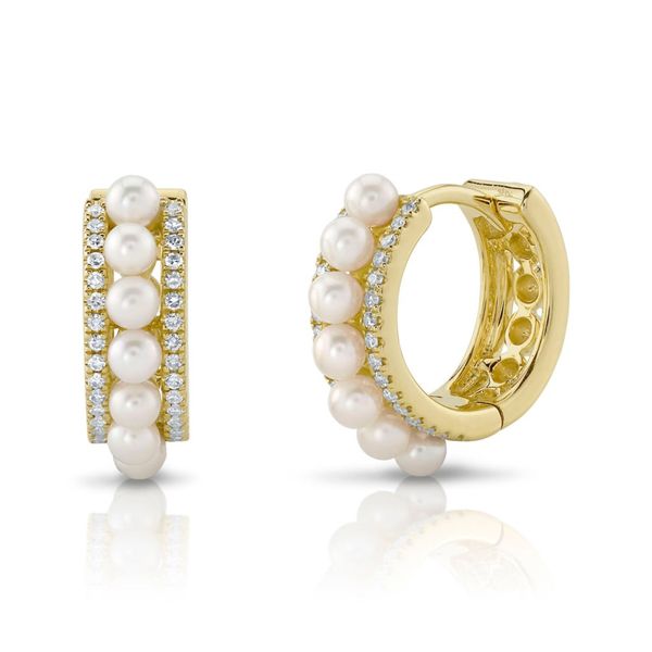 Shy Creation Diamond & Cultured Pearl Huggie Earrings Peter & Co. Jewelers Avon Lake, OH