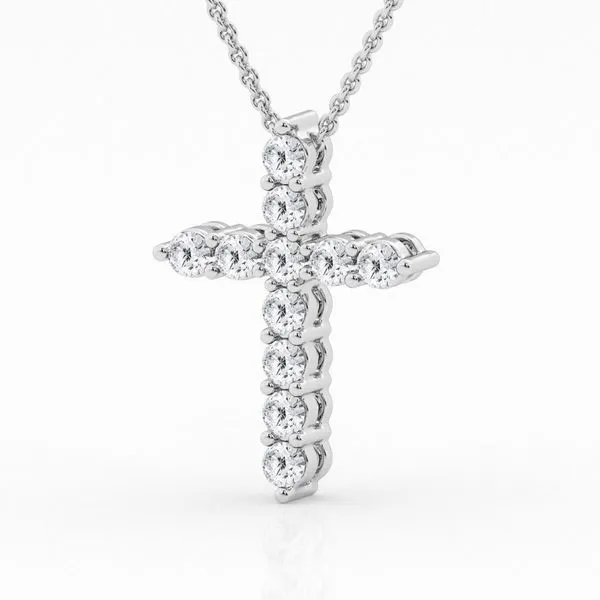 Lab Grown Diamond Cross Pendant Necklace Image 2 Peter & Co. Jewelers Avon Lake, OH