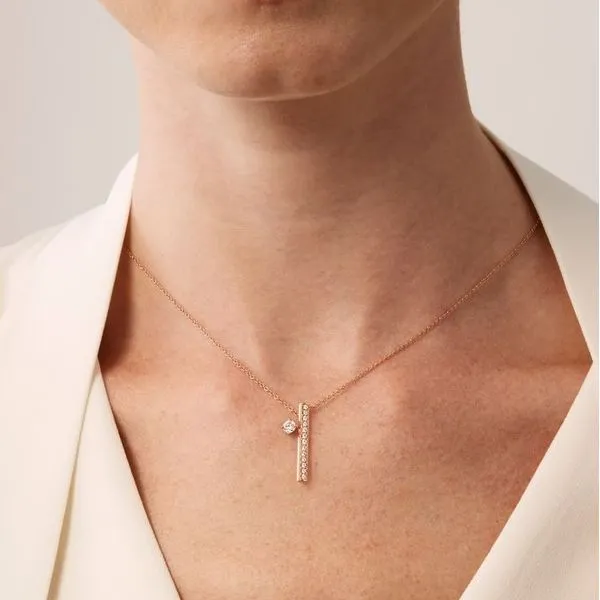 Hearts On Fire Barre Floating Single Diamond Pavé Pendant Necklace Image 4 Peter & Co. Jewelers Avon Lake, OH