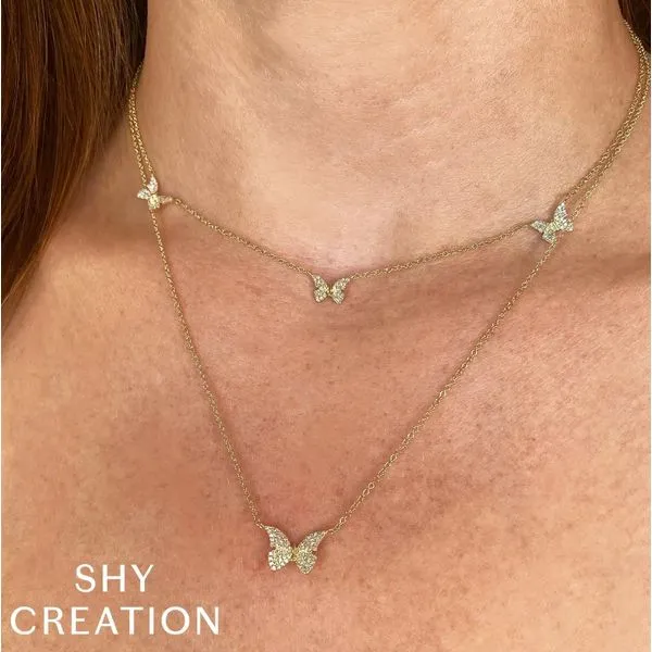 Shy Creation Diamond Butterfly Necklace Image 2 Peter & Co. Jewelers Avon Lake, OH