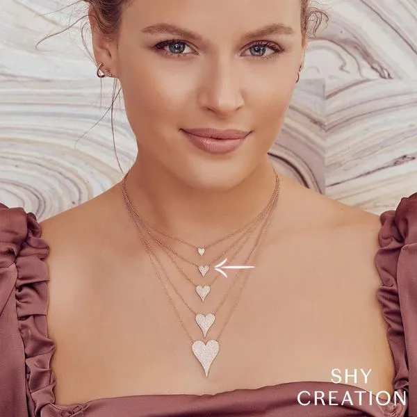 Shy Creation Pave Heart Necklace 0.11ctw Image 2 Peter & Co. Jewelers Avon Lake, OH