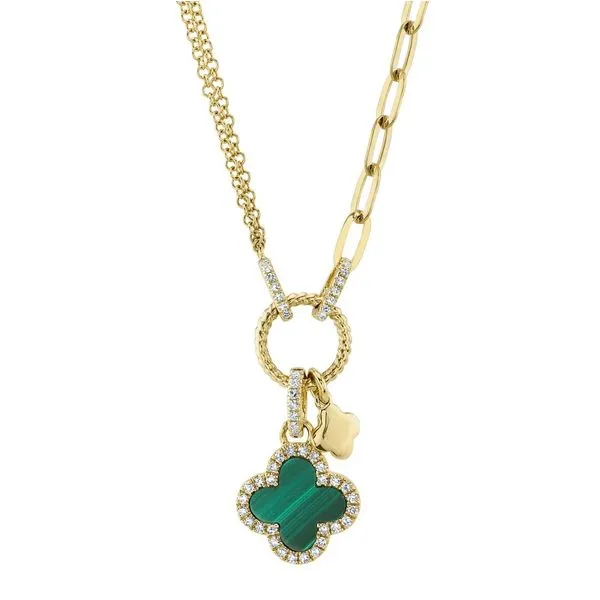 Shy Creation Malachite Clover Diamond Necklace Peter & Co. Jewelers Avon Lake, OH