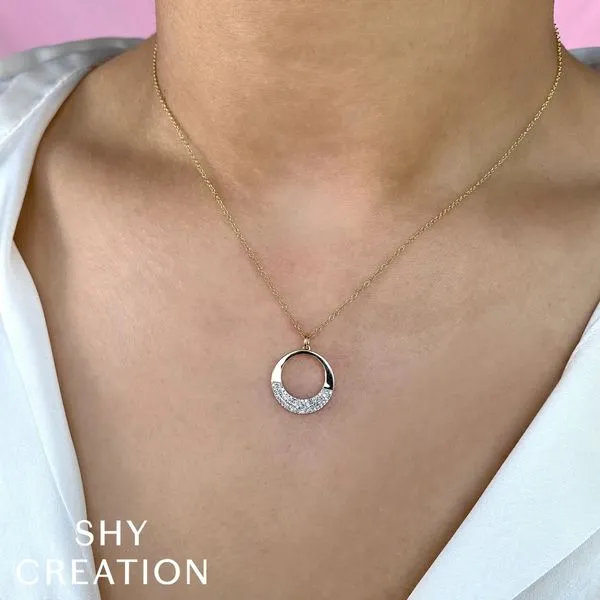 Shy Creation Diamond Pave Circle Necklace Image 2 Peter & Co. Jewelers Avon Lake, OH