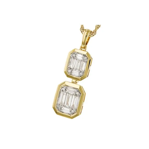 Double Emerald Cut Diamond Cluster Necklace Image 2 Peter & Co. Jewelers Avon Lake, OH