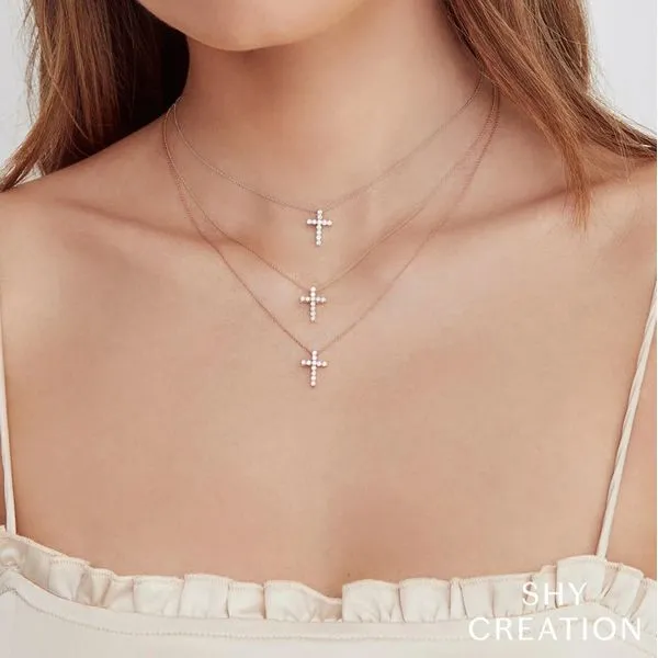 Shy Creation Diamond Cross Necklace Image 3 Peter & Co. Jewelers Avon Lake, OH