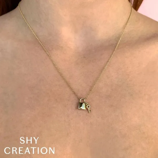 Shy Creation Diamond Lock & Key Necklace Image 2 Peter & Co. Jewelers Avon Lake, OH