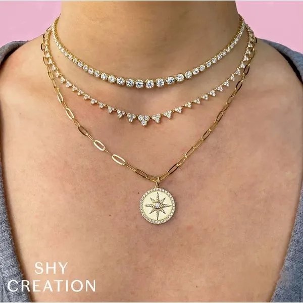 Shy Creation Diamond Star Paper Clip Link Necklace Image 2 Peter & Co. Jewelers Avon Lake, OH