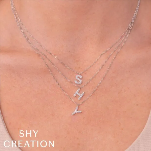 Shy Creation Diamond Pave Initial 