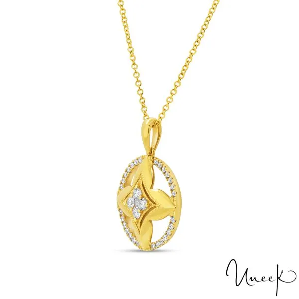 Uneek Diamond Quatrefoil Circle Necklace Image 2 Peter & Co. Jewelers Avon Lake, OH