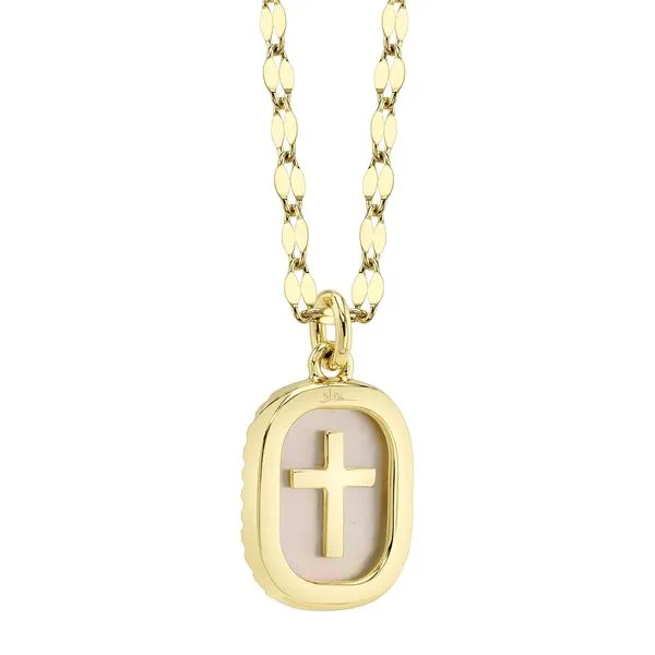 Shy Creation Diamond & Mother Of Pearl Oval Cross Sparkle Chain Necklace Image 3 Peter & Co. Jewelers Avon Lake, OH