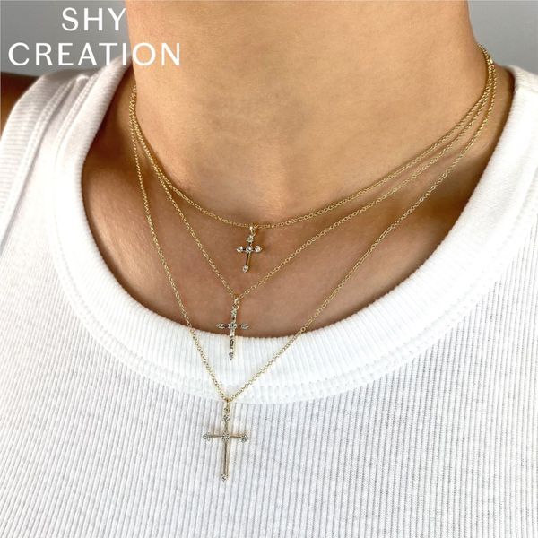 Shy Creation Diamond Cross Necklace Image 2 Peter & Co. Jewelers Avon Lake, OH