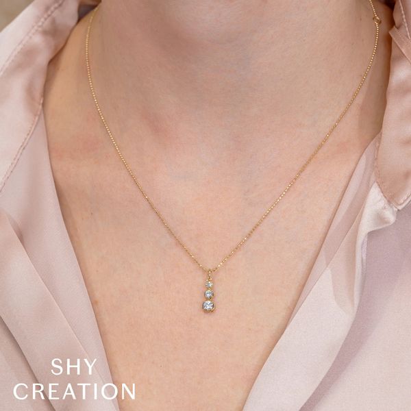 Shy Creation Diamond Crown Setting Faceted Ball Chain Necklace Image 2 Peter & Co. Jewelers Avon Lake, OH