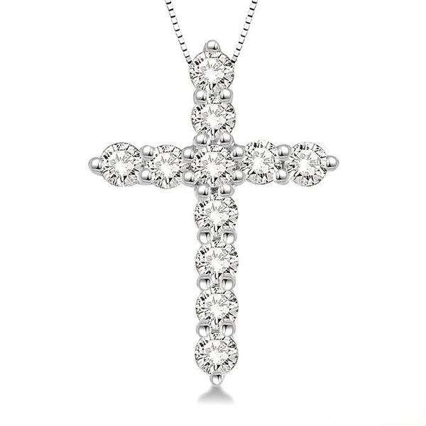 Diamond Cross Pendant Necklace, 1/2ctw Image 3 Peter & Co. Jewelers Avon Lake, OH