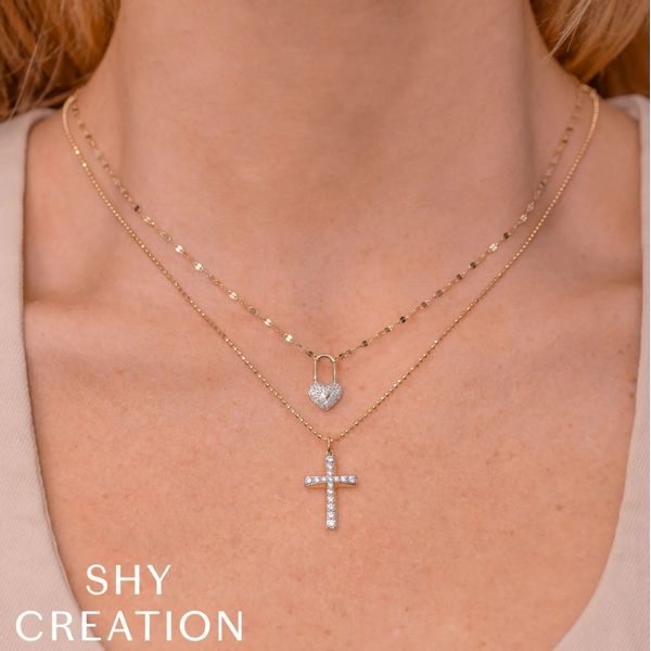 Shy Creation Diamond Pavé Heart Lock Sparkle Chain Necklace Image 2 Peter & Co. Jewelers Avon Lake, OH