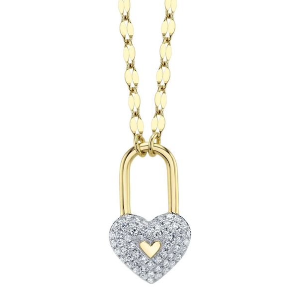 Shy Creation Diamond Pavé Heart Lock Sparkle Chain Necklace Peter & Co. Jewelers Avon Lake, OH