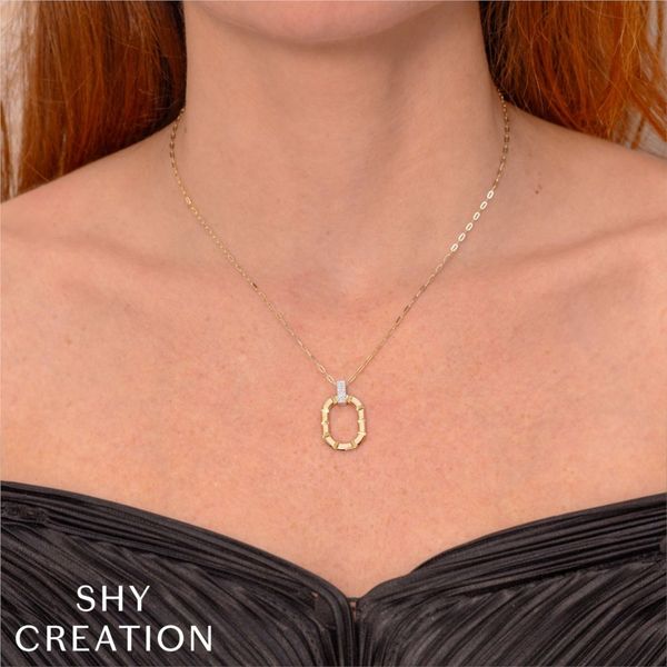 Shy Creation Diamond Oval Geo Cut Paperclip Link Necklace Image 2 Peter & Co. Jewelers Avon Lake, OH