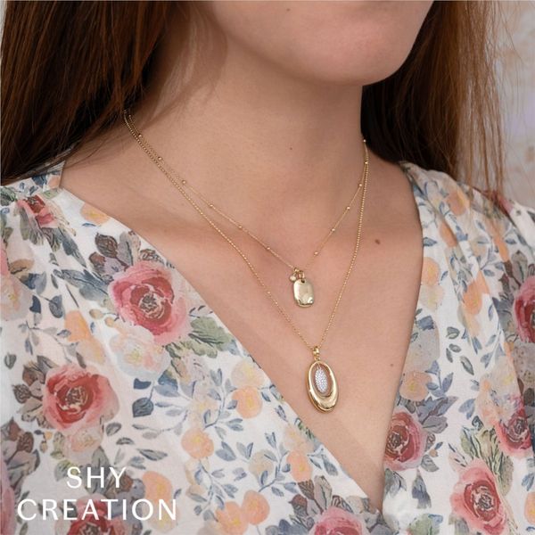 Shy Creation Diamond Bezel Dog Tag Necklace Image 2 Peter & Co. Jewelers Avon Lake, OH