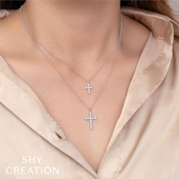 Shy Creation Diamond Cross Necklace Image 2 Peter & Co. Jewelers Avon Lake, OH