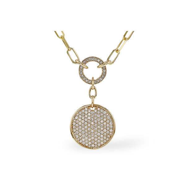 Pavé Diamond Disc Necklace Peter & Co. Jewelers Avon Lake, OH