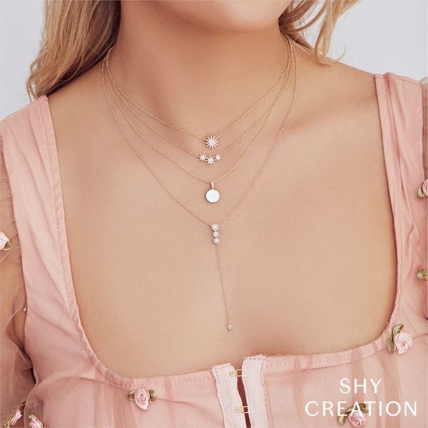 Shy Creation Diamond Disc Necklace Image 2 Peter & Co. Jewelers Avon Lake, OH