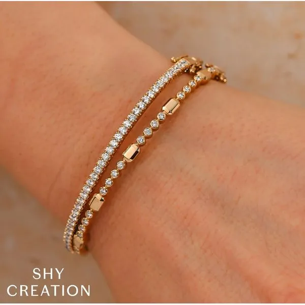 Shy Creation Diamond Bezel Geo Cut Bangle Image 2 Peter & Co. Jewelers Avon Lake, OH