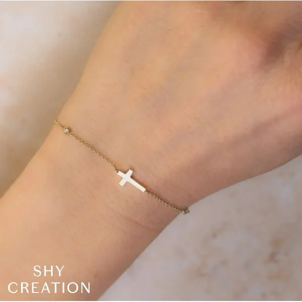 Shy Creation Diamond Bezel Cross Bracelet Image 2 Peter & Co. Jewelers Avon Lake, OH