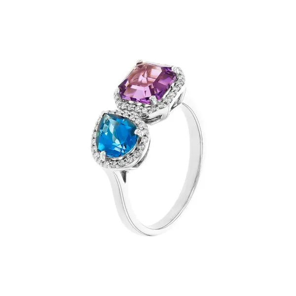 Amethyst & London Blue Topaz Two-Stone Ring Image 2 Peter & Co. Jewelers Avon Lake, OH