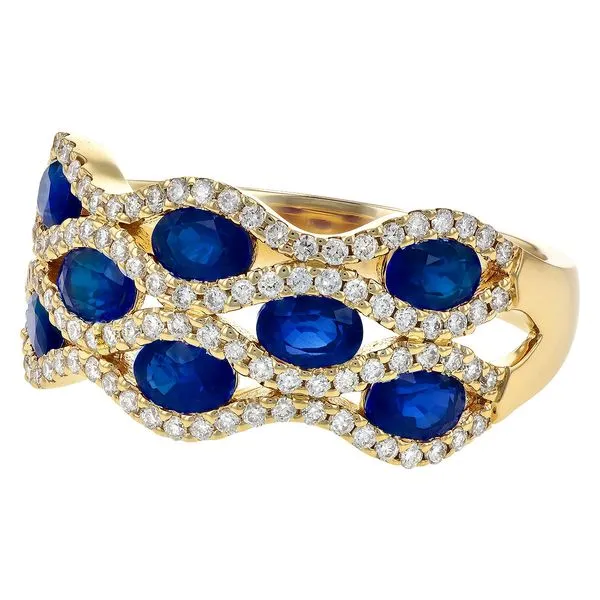 Blue Sapphire & Diamond Multi-Row Band Image 2 Peter & Co. Jewelers Avon Lake, OH