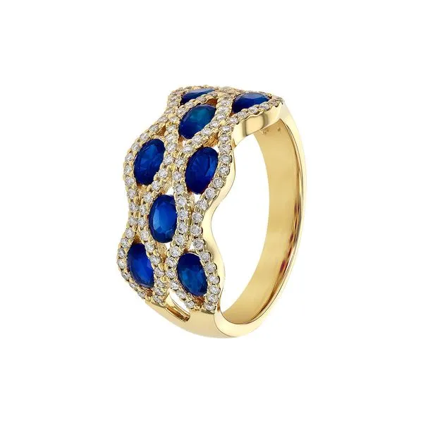 Blue Sapphire & Diamond Multi-Row Band Image 3 Peter & Co. Jewelers Avon Lake, OH