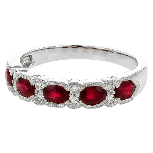 Double Milgrain Accented Ruby & Diamond Ring Image 2 Peter & Co. Jewelers Avon Lake, OH