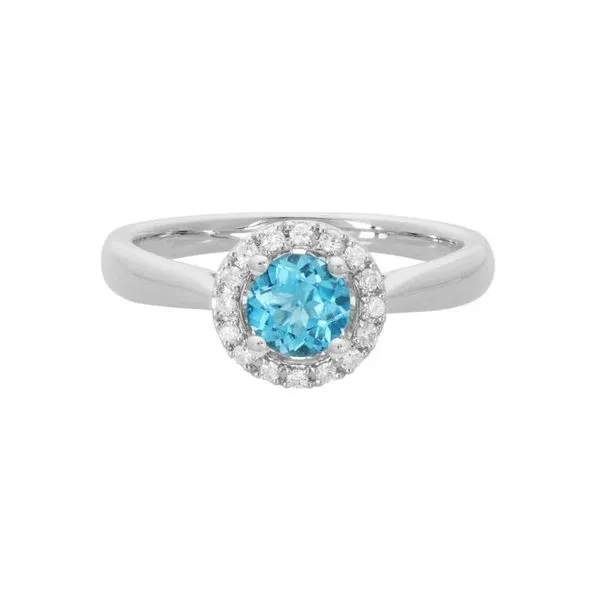 Blue Topaz Diamond Halo Ring Peter & Co. Jewelers Avon Lake, OH