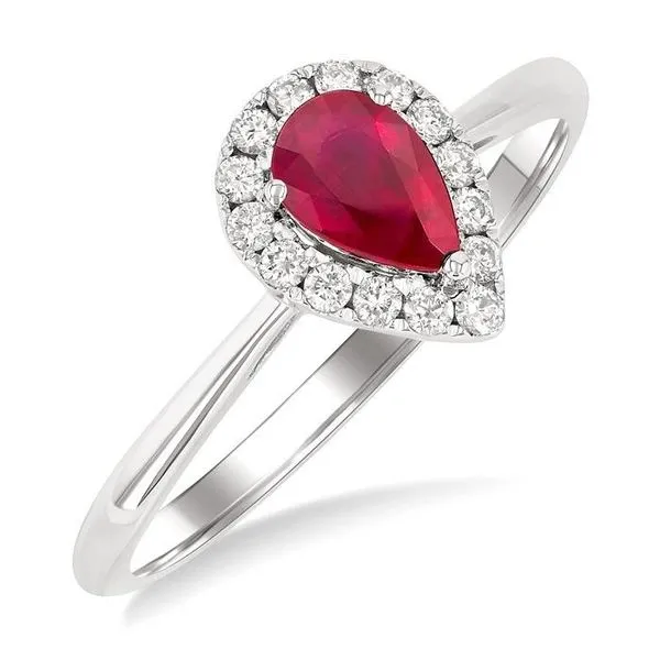 Ruby Pear Diamond Halo Ring Peter & Co. Jewelers Avon Lake, OH