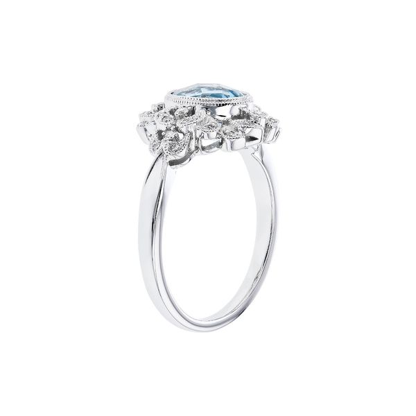 Vintage Inspired Aquamarine & Diamond Ring Image 2 Peter & Co. Jewelers Avon Lake, OH