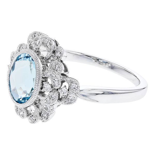 Vintage Inspired Aquamarine & Diamond Ring Image 3 Peter & Co. Jewelers Avon Lake, OH