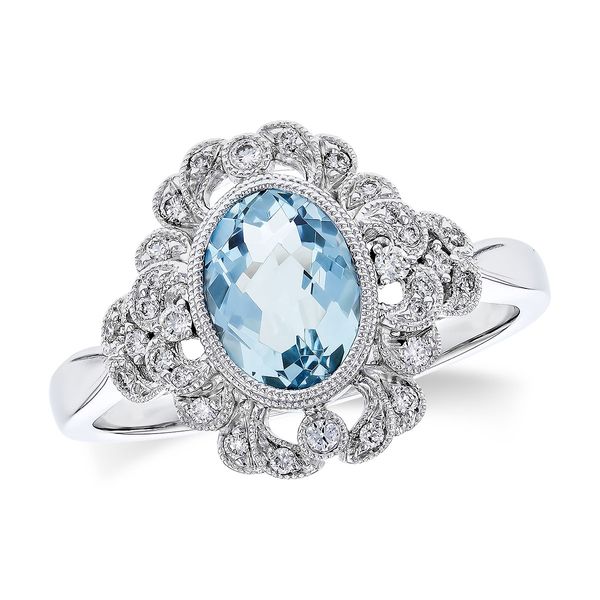 Vintage Inspired Aquamarine & Diamond Ring Peter & Co. Jewelers Avon Lake, OH