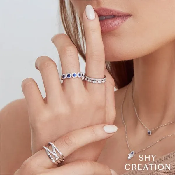 Shy Creation Diamond & Blue Sapphire Band Image 2 Peter & Co. Jewelers Avon Lake, OH