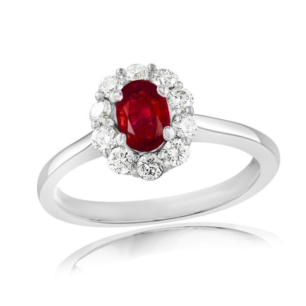 Ruby Diamond Halo Ring Peter & Co. Jewelers Avon Lake, OH