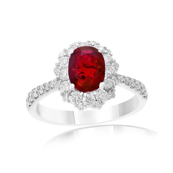 Ruby & Diamond Halo Ring Peter & Co. Jewelers Avon Lake, OH