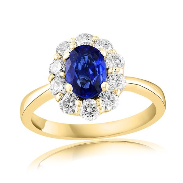 Blue Sapphire Diamond Halo Ring Peter & Co. Jewelers Avon Lake, OH